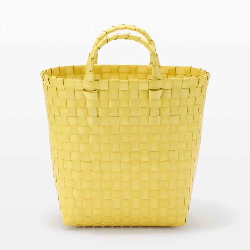 Recycled Polypropylene Strap Weave Basket - Yellow - Small (Dia. 25 x H20 cm)