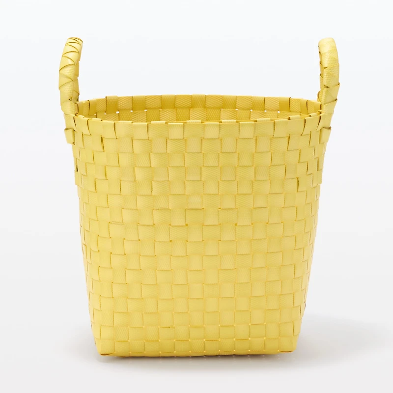 Recycled Polypropylene Strap Weave Basket - Yellow - Small (Dia. 25 x H20 cm)