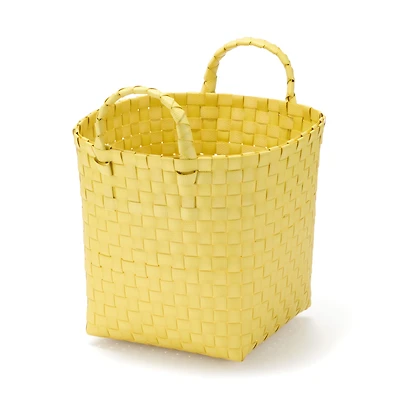 Recycled Polypropylene Strap Weave Basket - Yellow - Small (Dia. 25 x H20 cm)
