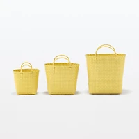 Recycled Polypropylene Strap Weave Basket - Yellow - Large (Dia. 40 x H32 cm)