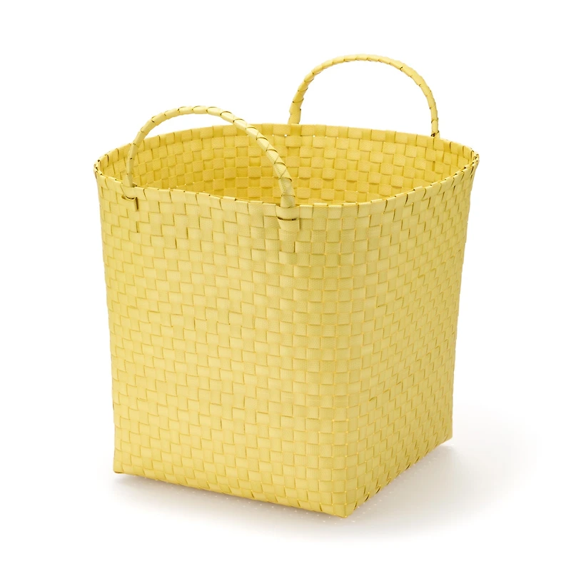 Recycled Polypropylene Strap Weave Basket - Yellow - Large (Dia. 40 x H32 cm)