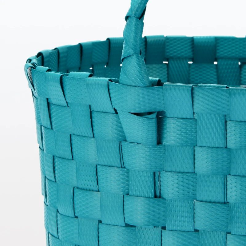 Recycled Polypropylene Strap Weave Basket - Blue - Small (Dia. 25 x H20 cm)