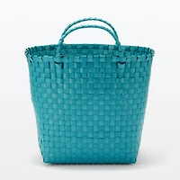 Recycled Polypropylene Strap Weave Basket - Blue - Medium (Dia. 33 x H25 cm)