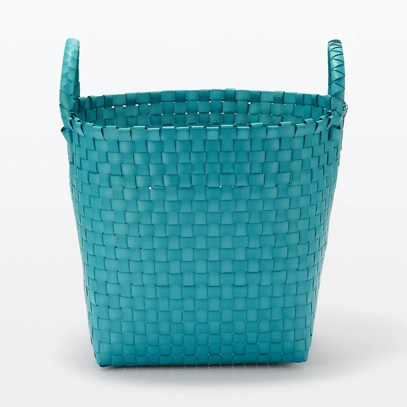 Recycled Polypropylene Strap Weave Basket - Blue - Medium (Dia. 33 x H25 cm)