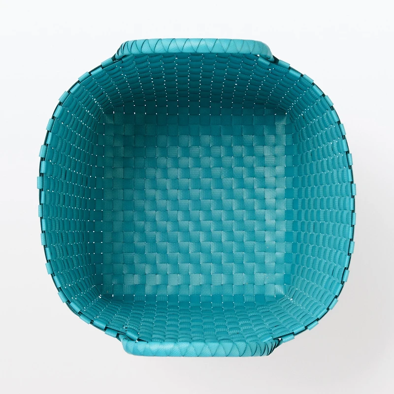 Recycled Polypropylene Strap Weave Basket - Blue - Medium (Dia. 33 x H25 cm)