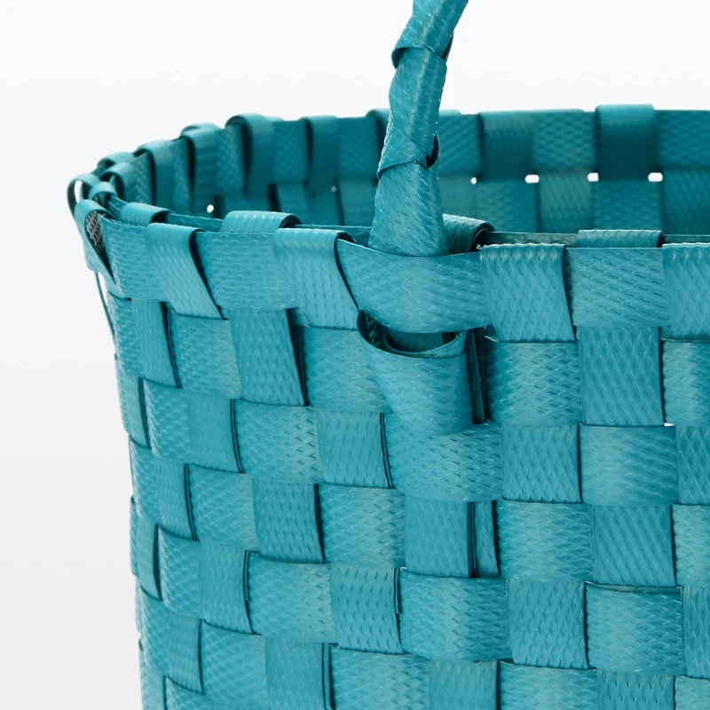 Recycled Polypropylene Strap Weave Basket - Blue - Medium (Dia. 33 x H25 cm)