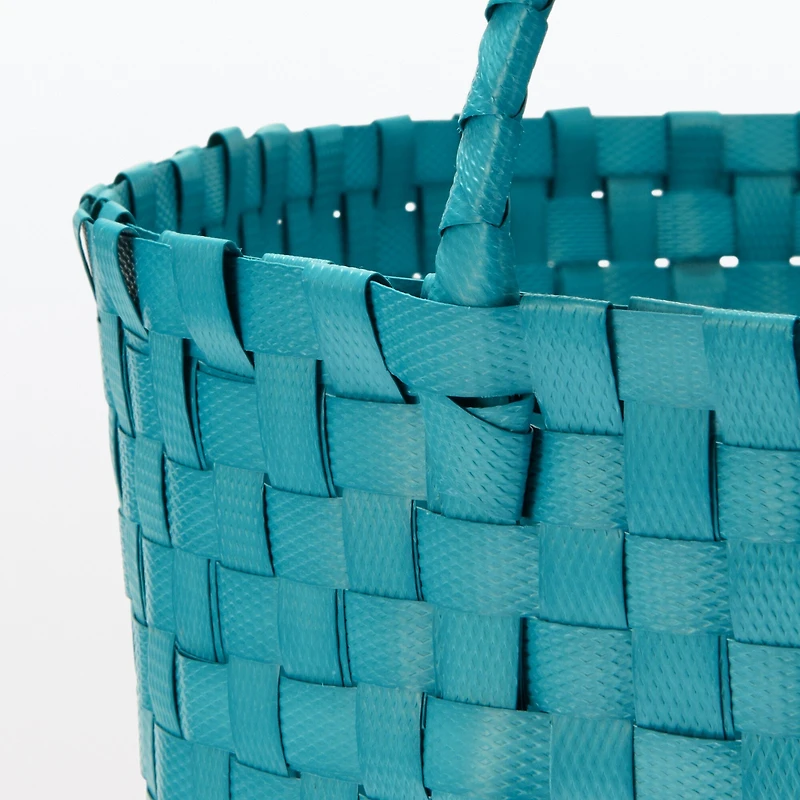Recycled Polypropylene Strap Weave Basket - Blue - Large (Dia. 40 x H32 cm)