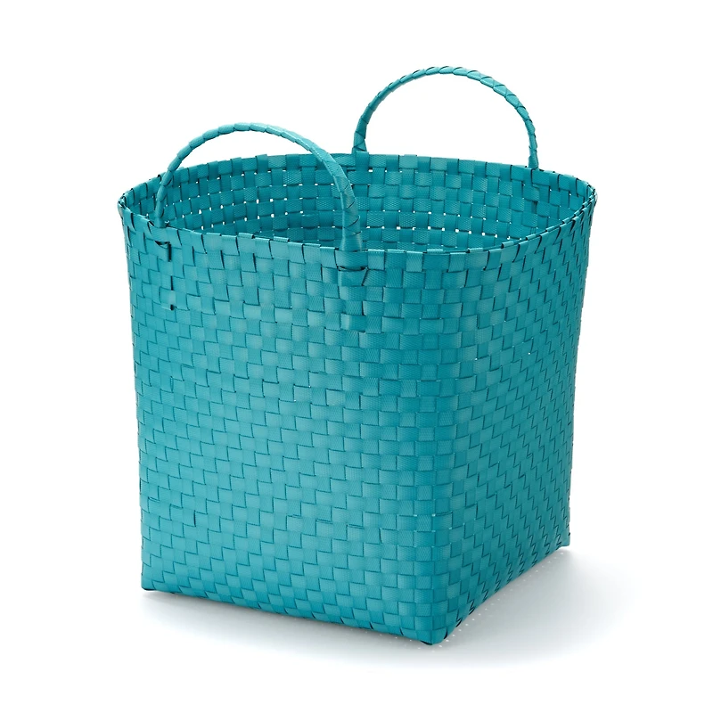 Recycled Polypropylene Strap Weave Basket - Blue - Large (Dia. 40 x H32 cm)