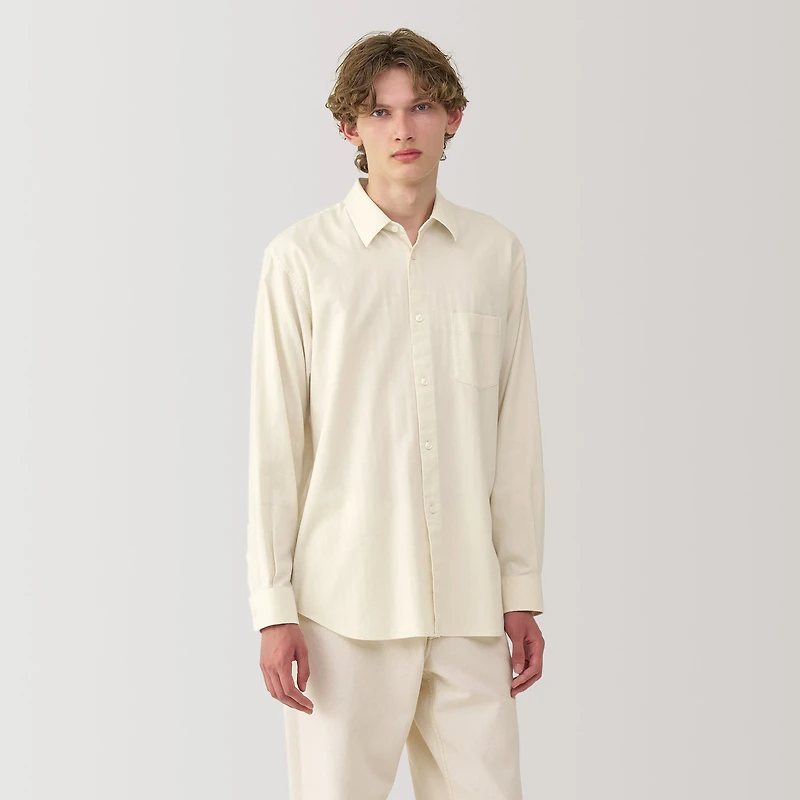 Labo Men's Brushed Cotton Twill Regular Collar Shirt