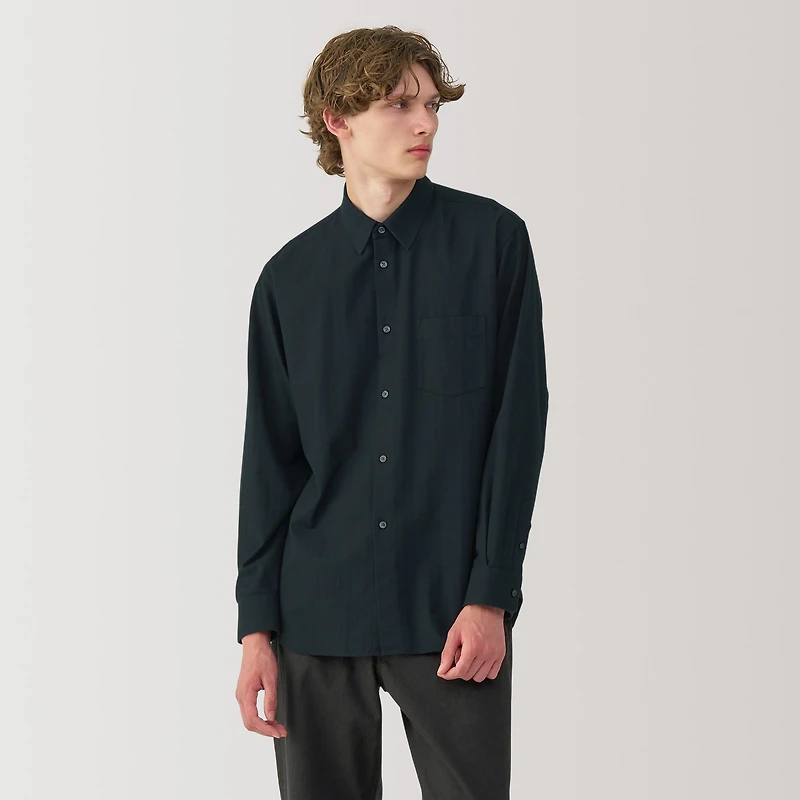 Labo Men's Brushed Cotton Twill Regular Collar Shirt
