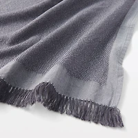 Indian Cotton Multipurpose Cloth with Fringes - Charcoal Gray