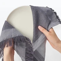 Indian Cotton Multipurpose Cloth with Fringes - Charcoal Gray