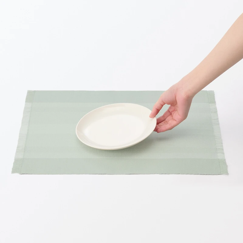 Indian Cotton Rib Placemat - Light Green