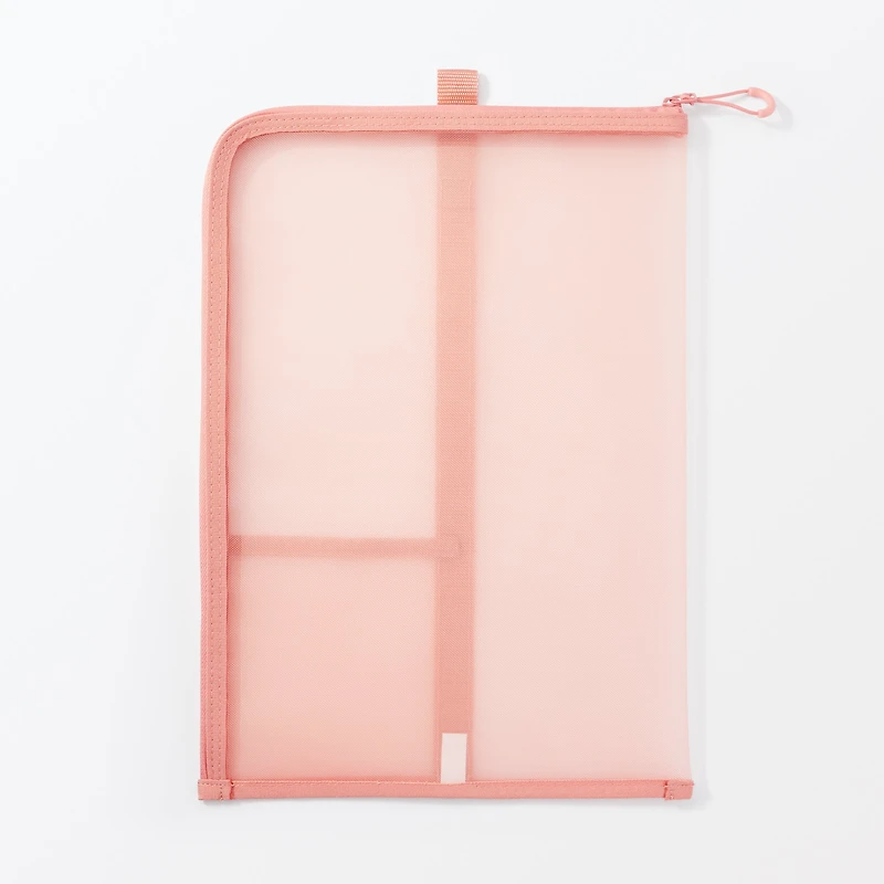 Nylon Mesh Vertical Document Case - Pink