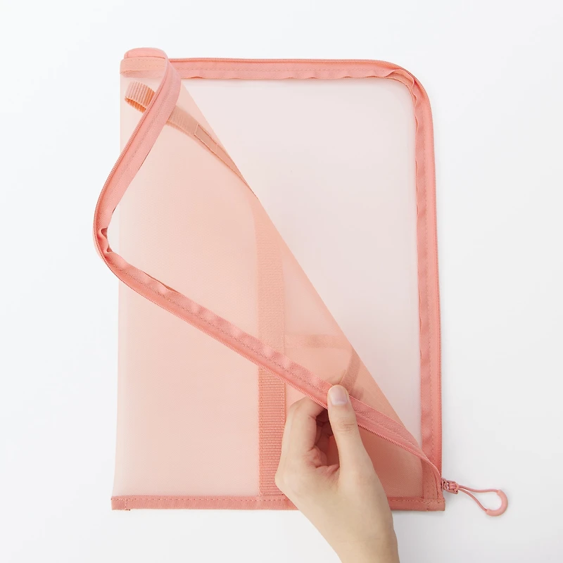 Nylon Mesh Vertical Document Case - Pink
