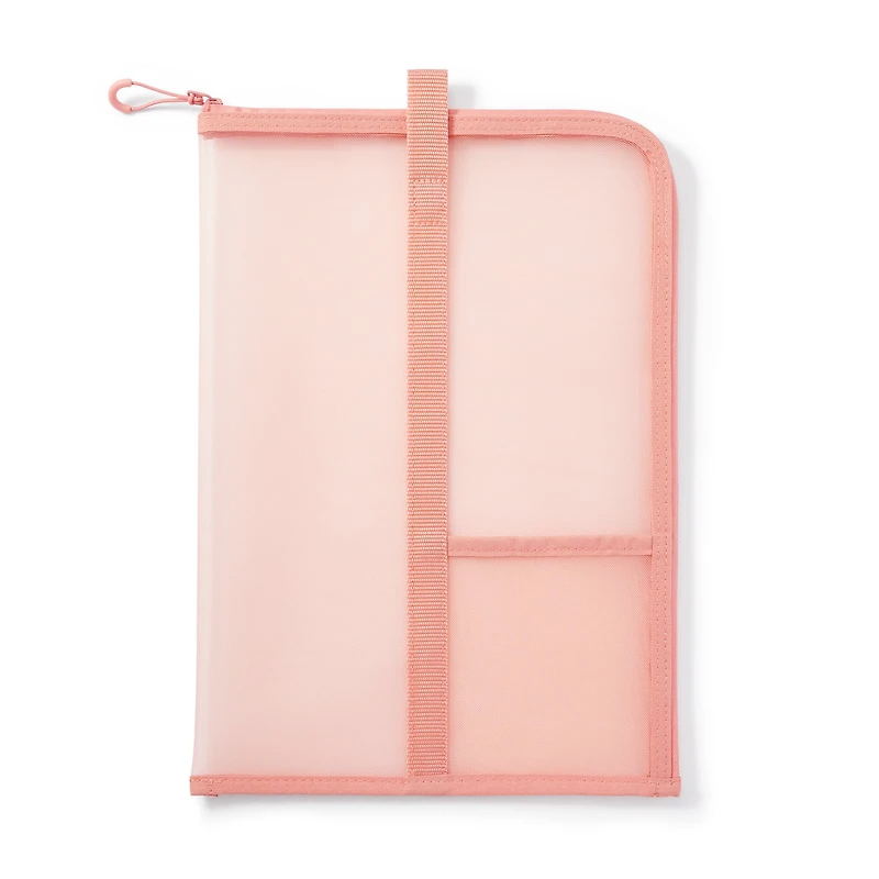 Nylon Mesh Vertical Document Case - Pink