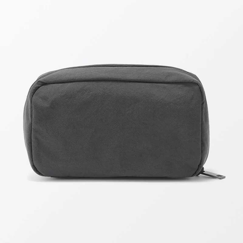 Wrinkled Nylon Wide-Opening Pouch