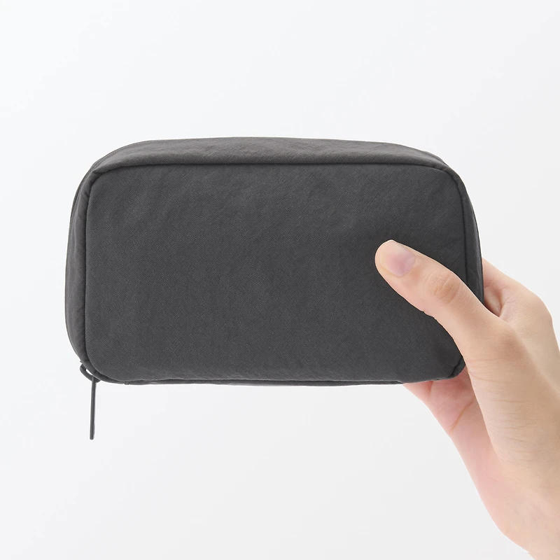 Wrinkled Nylon Wide-Opening Pouch