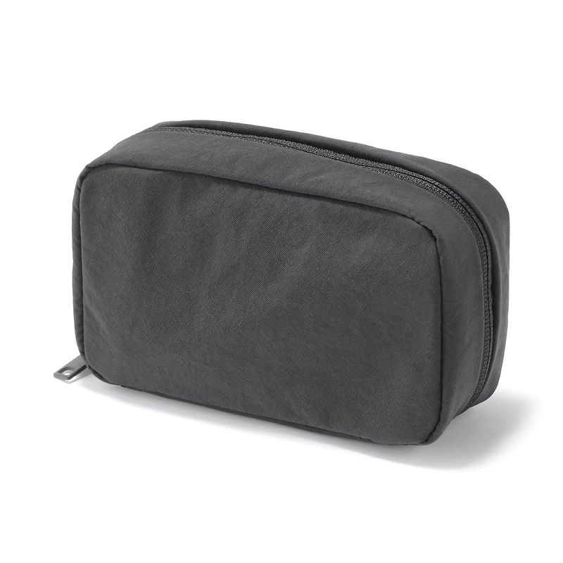 Wrinkled Nylon Wide-Opening Pouch