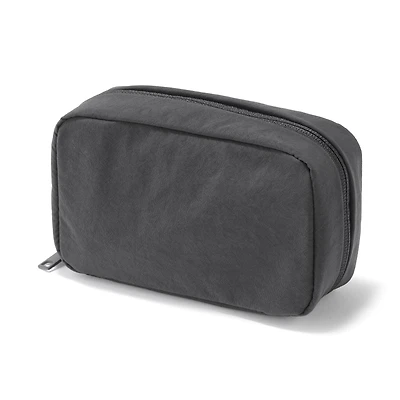 Wrinkled Nylon Wide-Opening Pouch