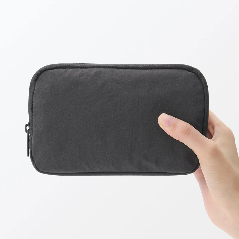 Wrinkled Nylon Wide-Opening Pouch - Large