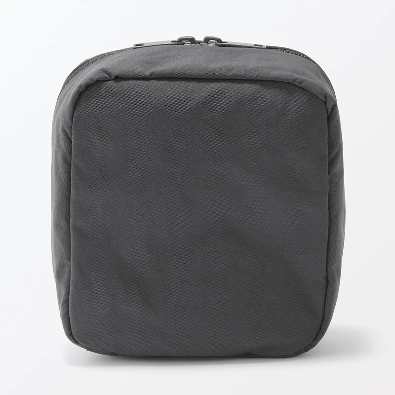 Wrinkled Nylon Wide-Opening Pouch - Square