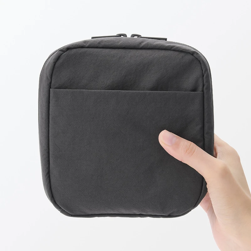 Wrinkled Nylon Wide-Opening Pouch - Square