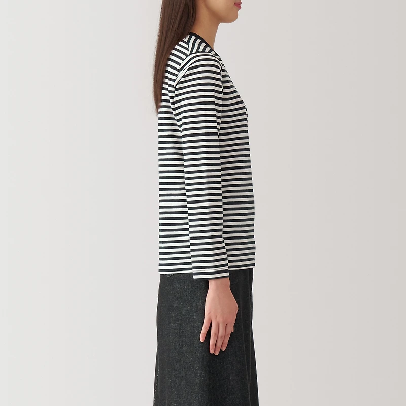 Women's Jersey Crew Neck Long Sleeve Striped T-Shirt