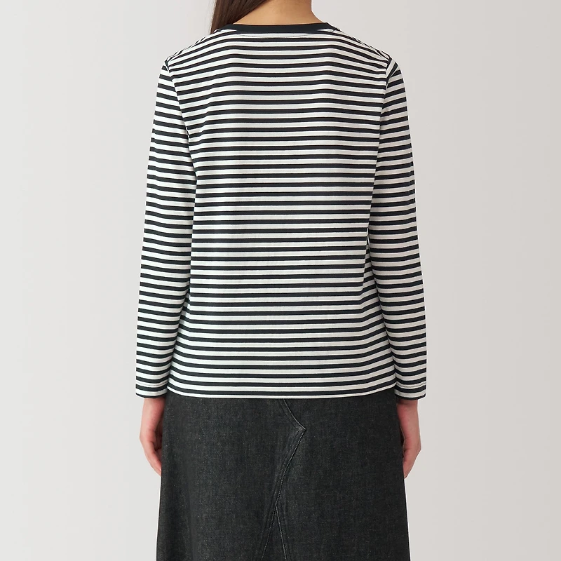 Women's Jersey Crew Neck Long Sleeve Striped T-Shirt