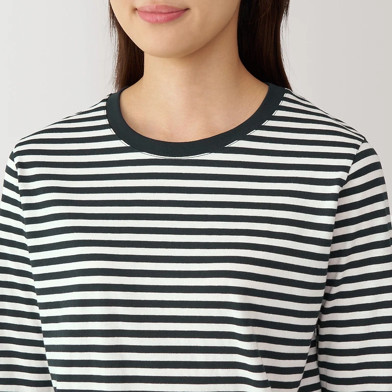 Women's Jersey Crew Neck Long Sleeve Striped T-Shirt