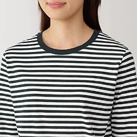 Women's Jersey Crew Neck Long Sleeve Striped T-Shirt