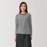Women's Jersey Crew Neck Long Sleeve Striped T-Shirt