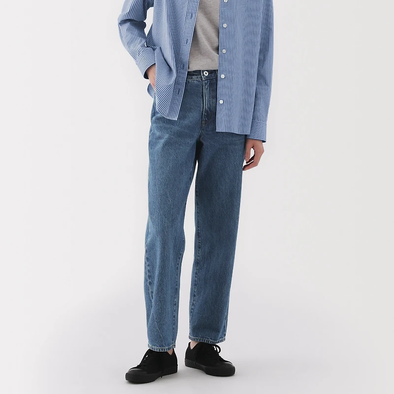 Kapok Blend Denim Straight Pants