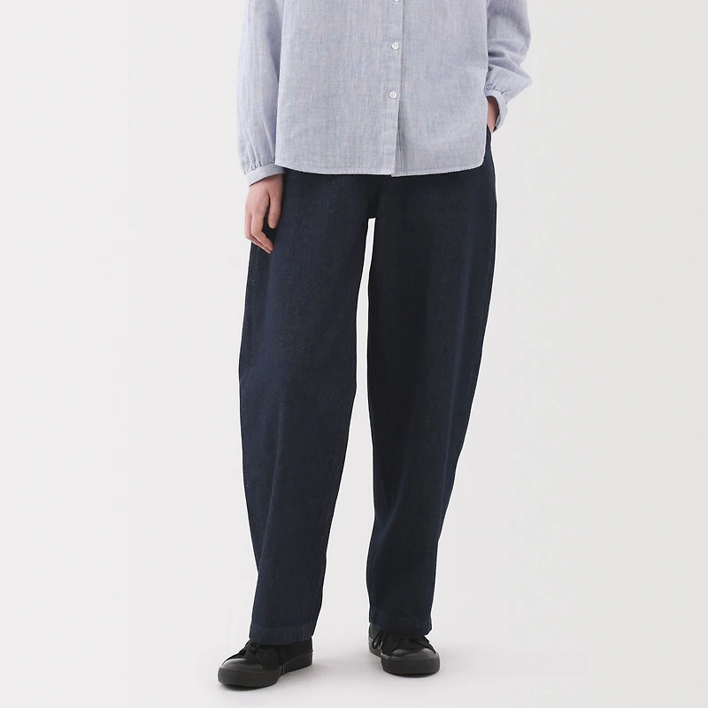 Women's Kapok Blend Denim Wide Tapered Pants