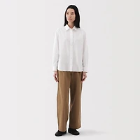 Women's Washed Broadcloth Regular Collar Long Sleeve Shirt