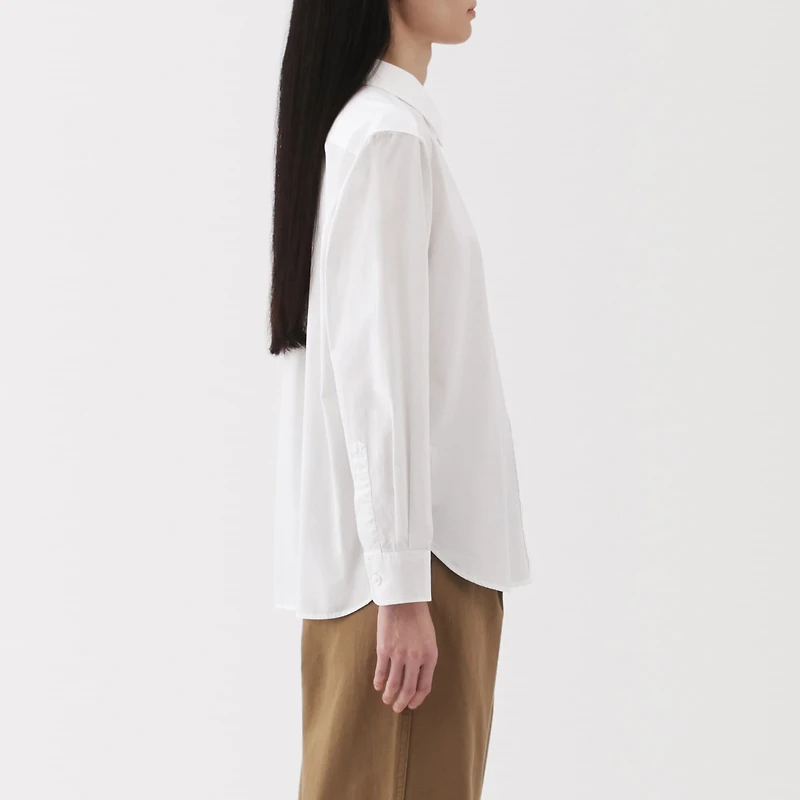 Women's Washed Broadcloth Regular Collar Long Sleeve Shirt