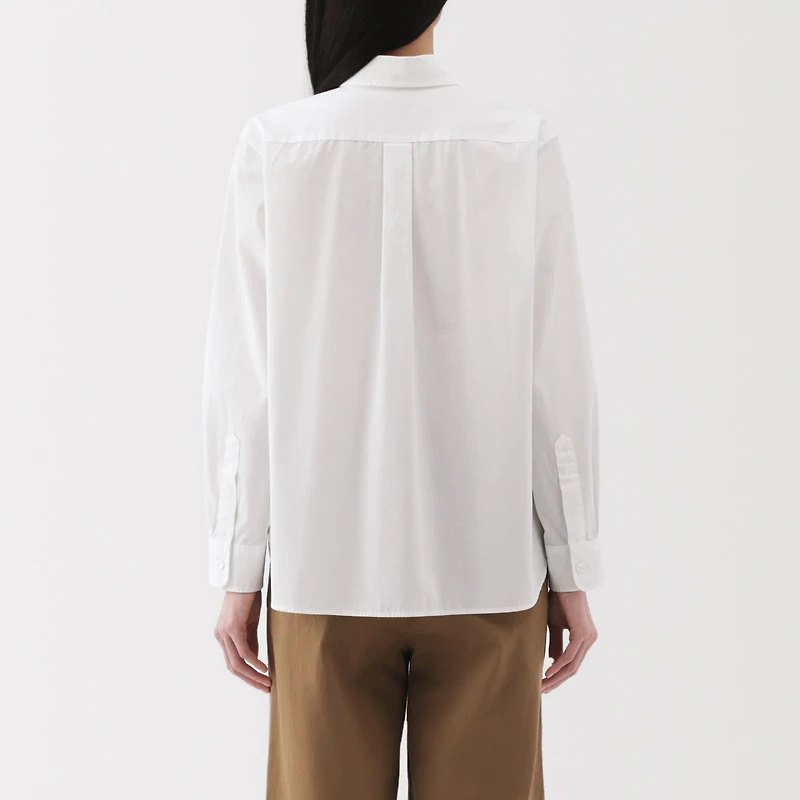 Women's Washed Broadcloth Regular Collar Long Sleeve Shirt