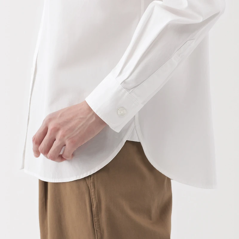Women's Washed Broadcloth Regular Collar Long Sleeve Shirt