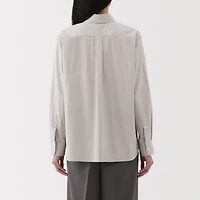 Women's Washed Broadcloth Regular Collar Long Sleeve Striped Shirt