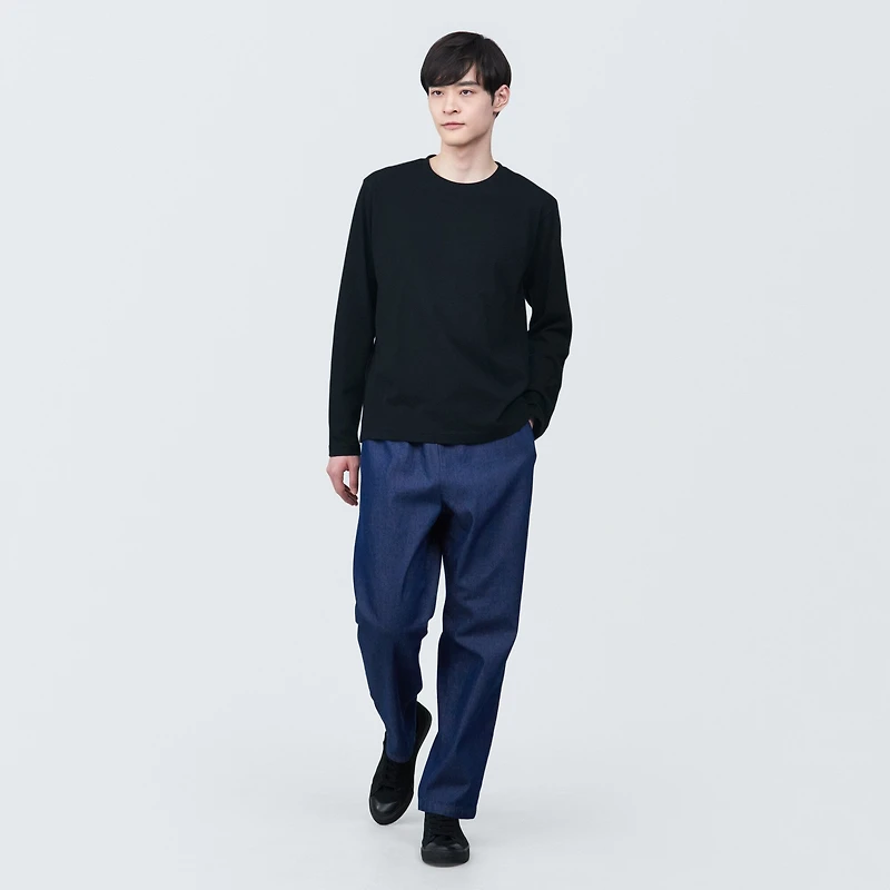 Men's Washed Jersey Crew Neck Long Sleeve T-Shirt