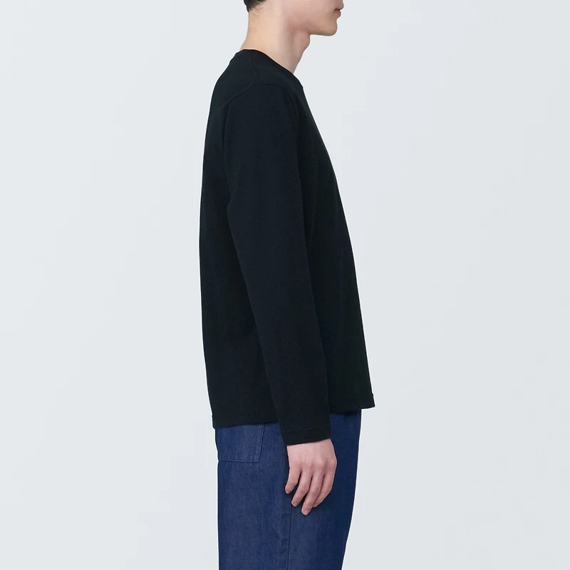Men's Washed Jersey Crew Neck Long Sleeve T-Shirt