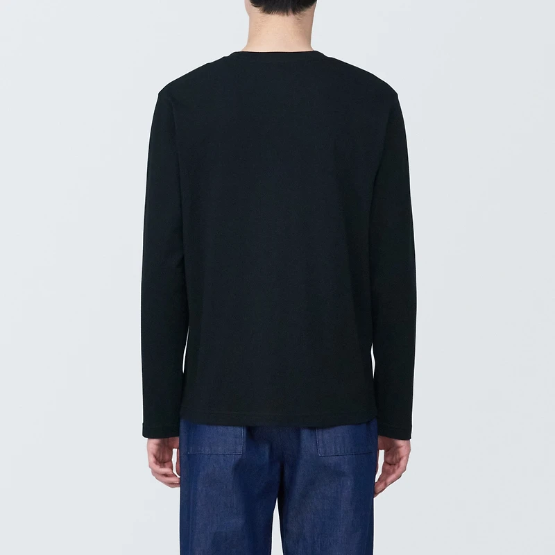 Men's Washed Jersey Crew Neck Long Sleeve T-Shirt