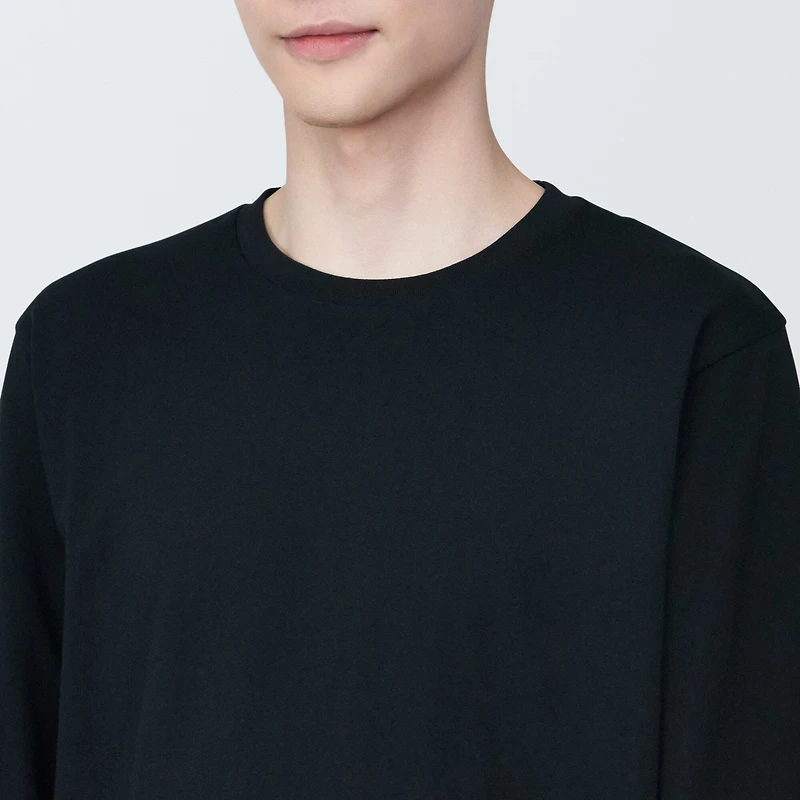 Men's Washed Jersey Crew Neck Long Sleeve T-Shirt