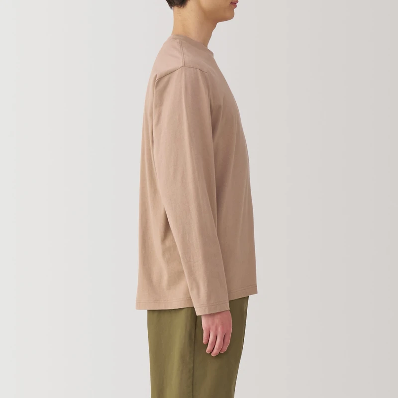 Men's Washed Jersey Crew Neck Long Sleeve T-Shirt