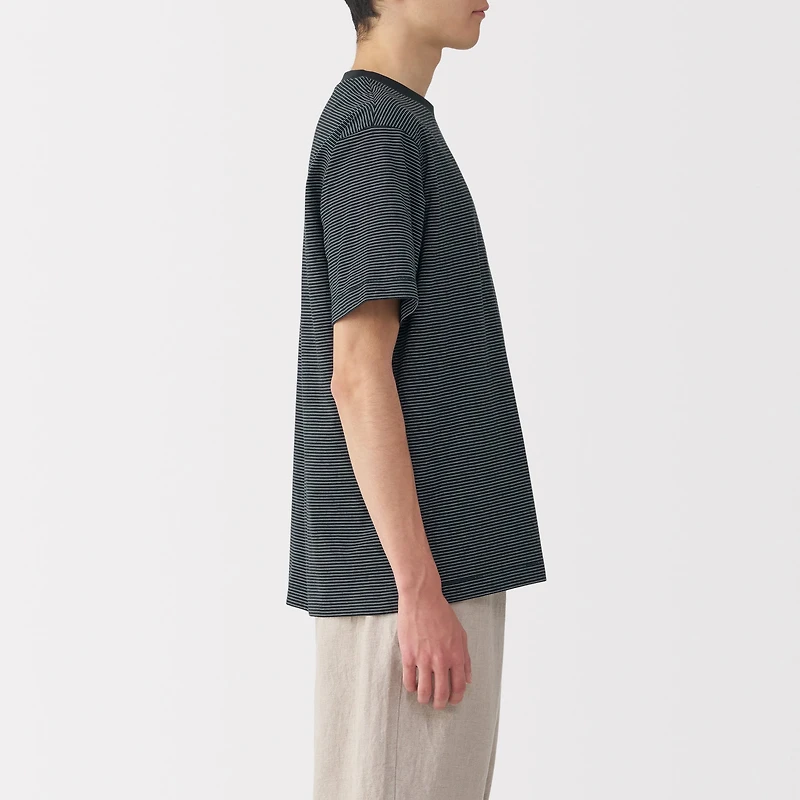 Men's Jersey Crew Neck Short Sleeve Striped T-Shirt