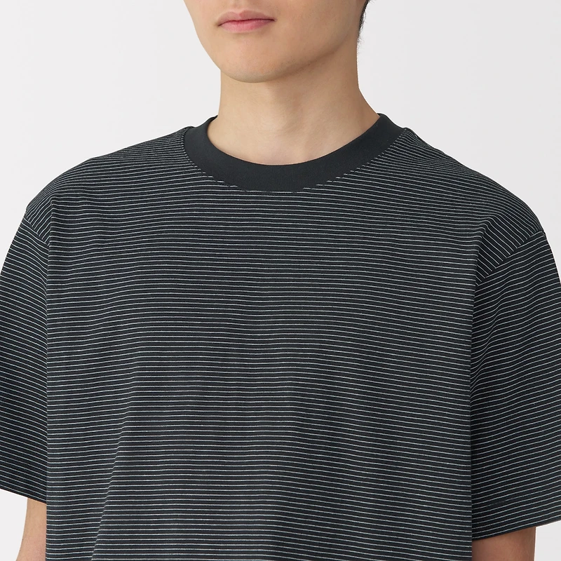 Men's Jersey Crew Neck Short Sleeve Striped T-Shirt