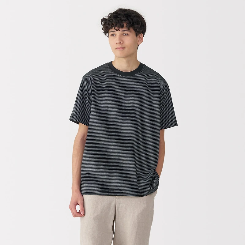 Men's Jersey Crew Neck Short Sleeve Striped T-Shirt
