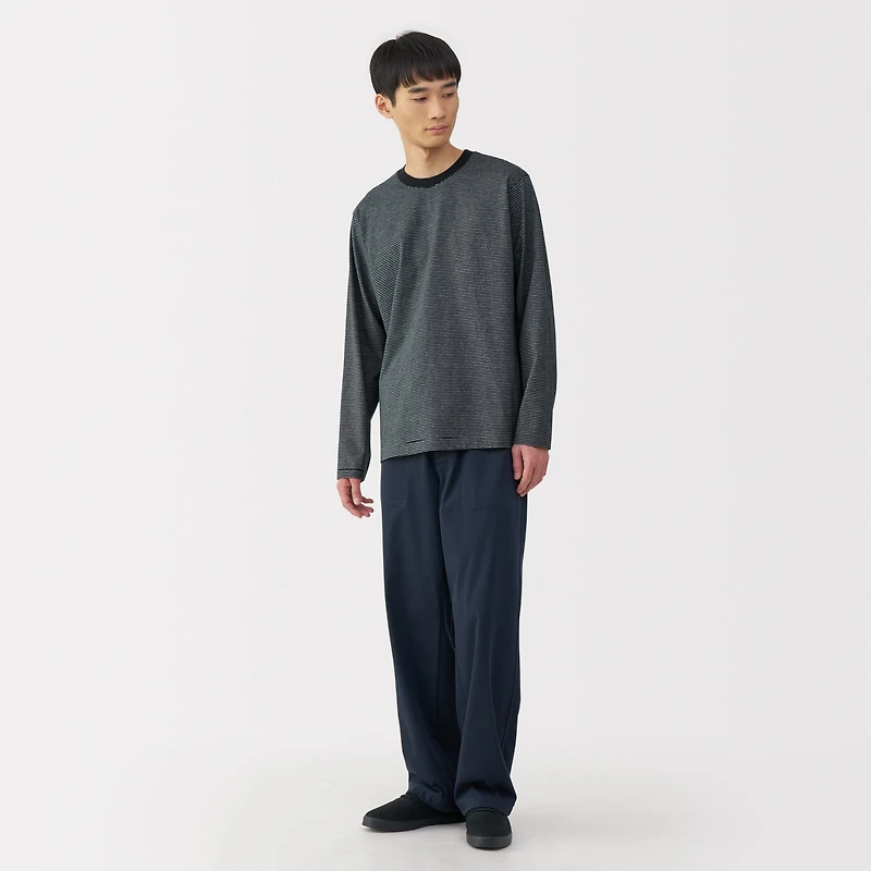 Men's Jersey Crew Neck Long Sleeve Striped T-Shirt