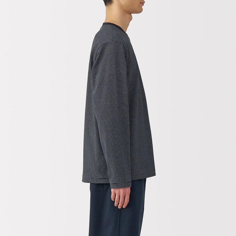 Men's Jersey Crew Neck Long Sleeve Striped T-Shirt