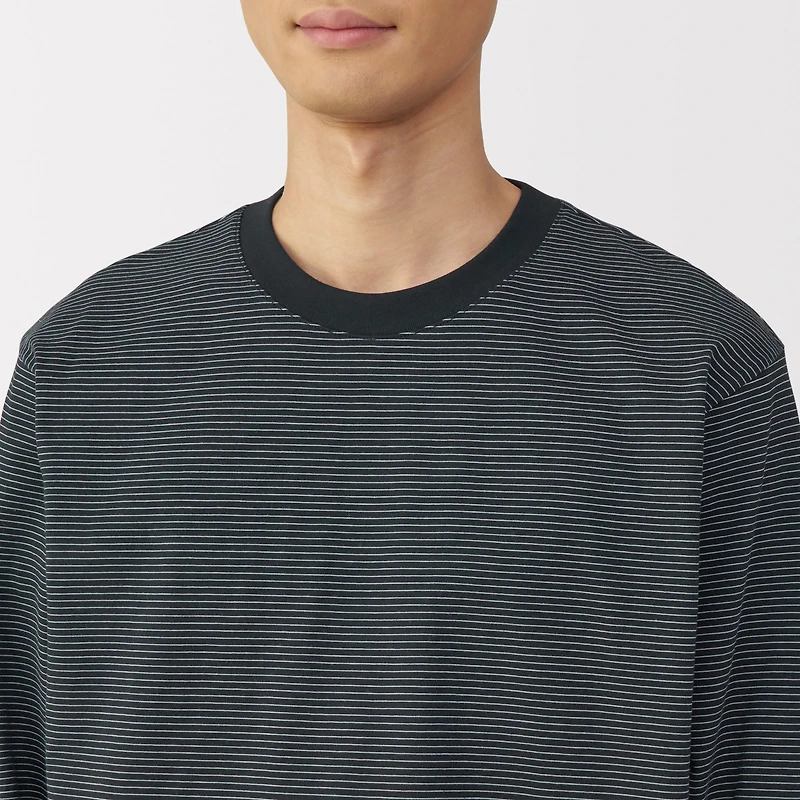 Men's Jersey Crew Neck Long Sleeve Striped T-Shirt